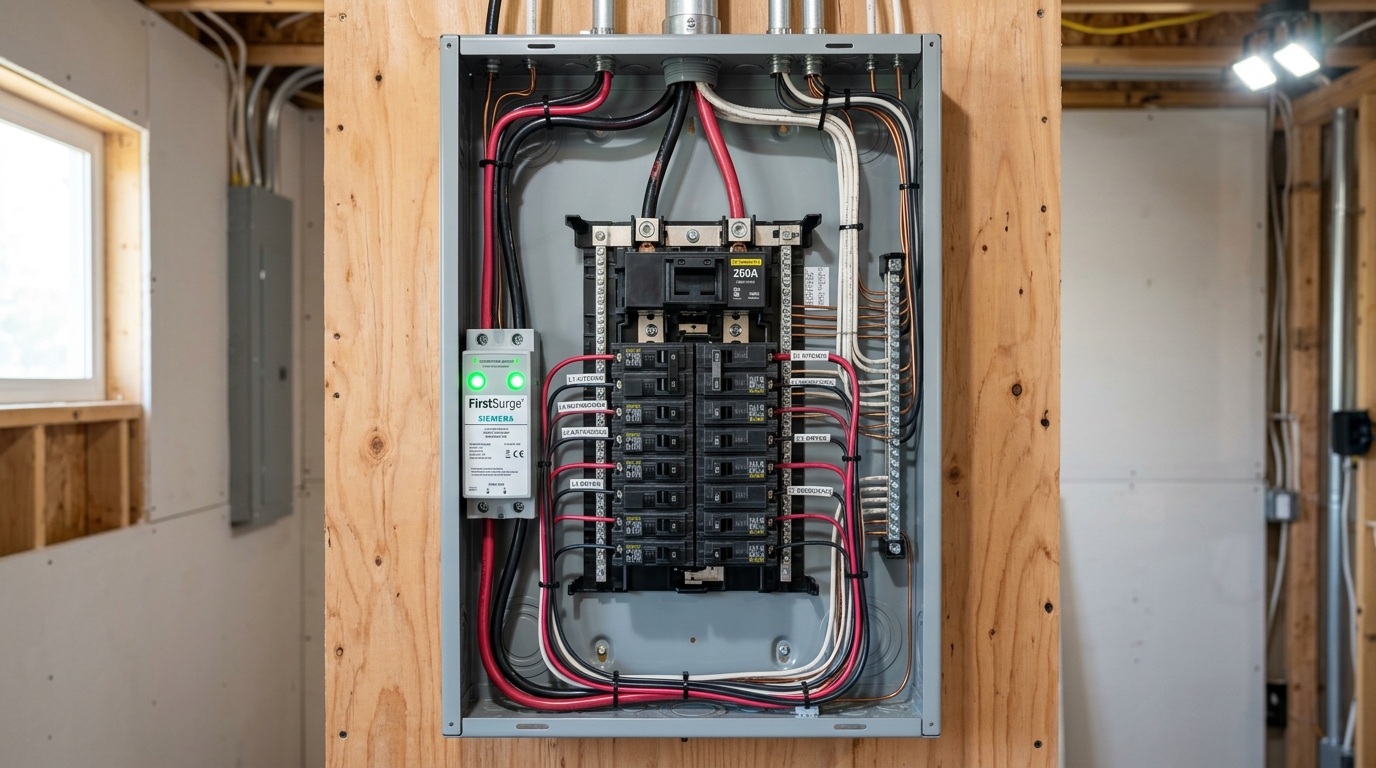 New Pristine 200-Amp Electrical Panel After Replacement